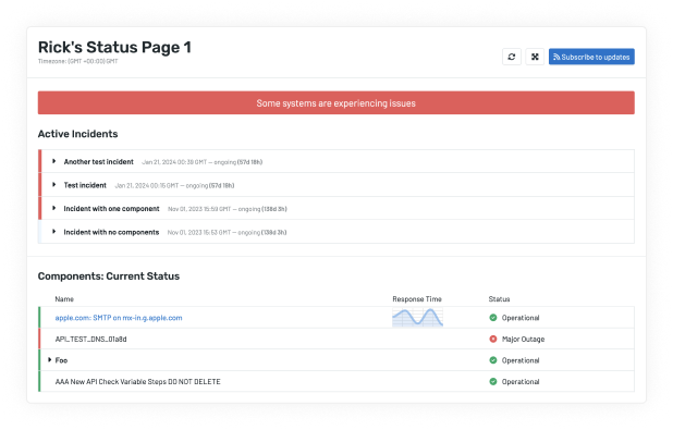 Website Status Page<br/>Integrations and Use<br/>Our Rest API